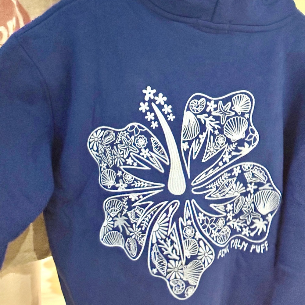 Pink Palm puff  hoodie medium - Picture 3 of 7